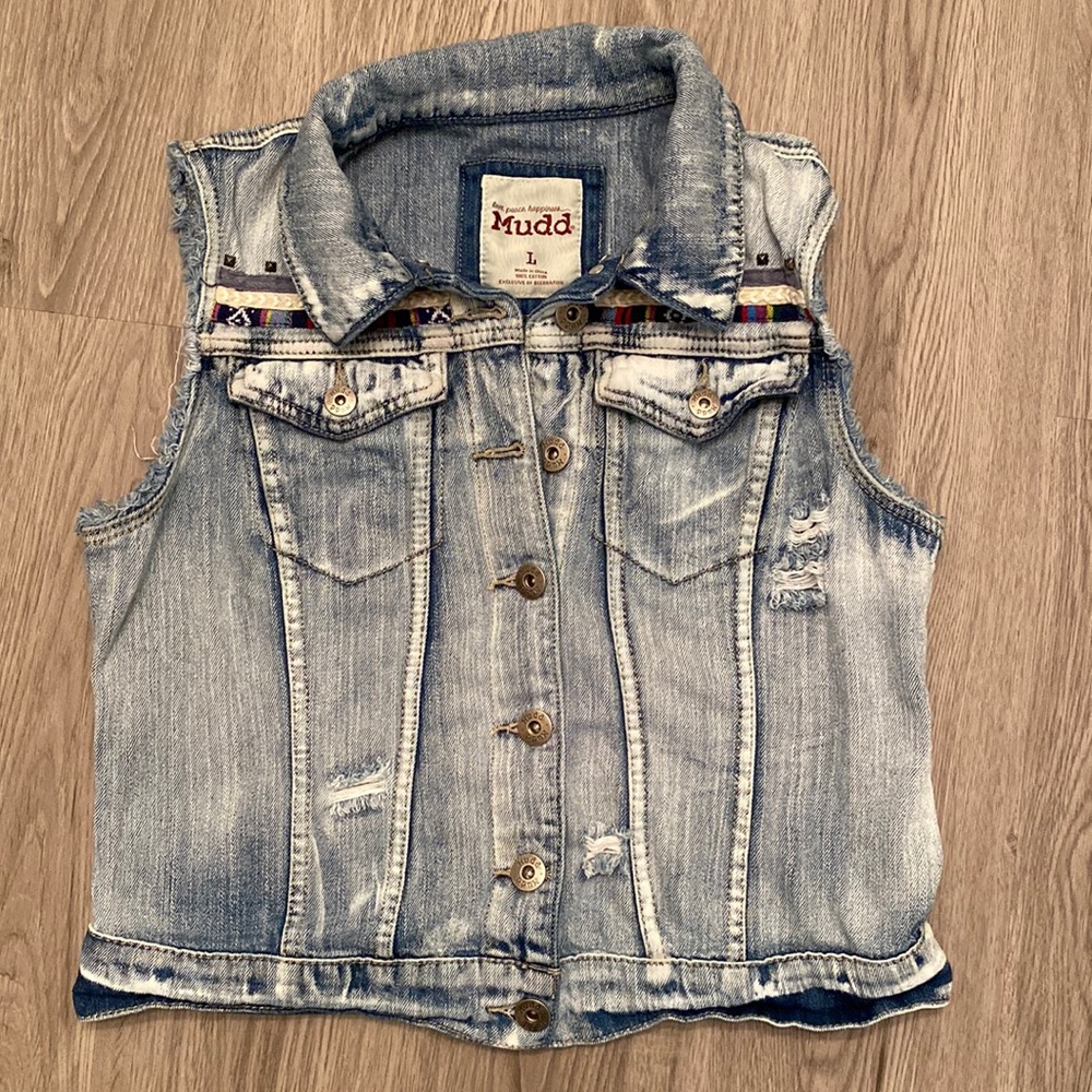Mudd denim distressed Vest Size L
